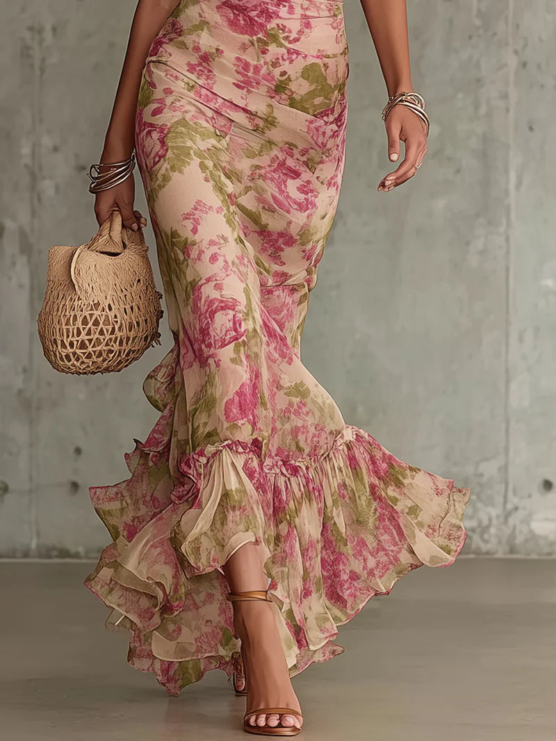 Rosalie | Abito Maxi Con Stampa Di Rose Vintage